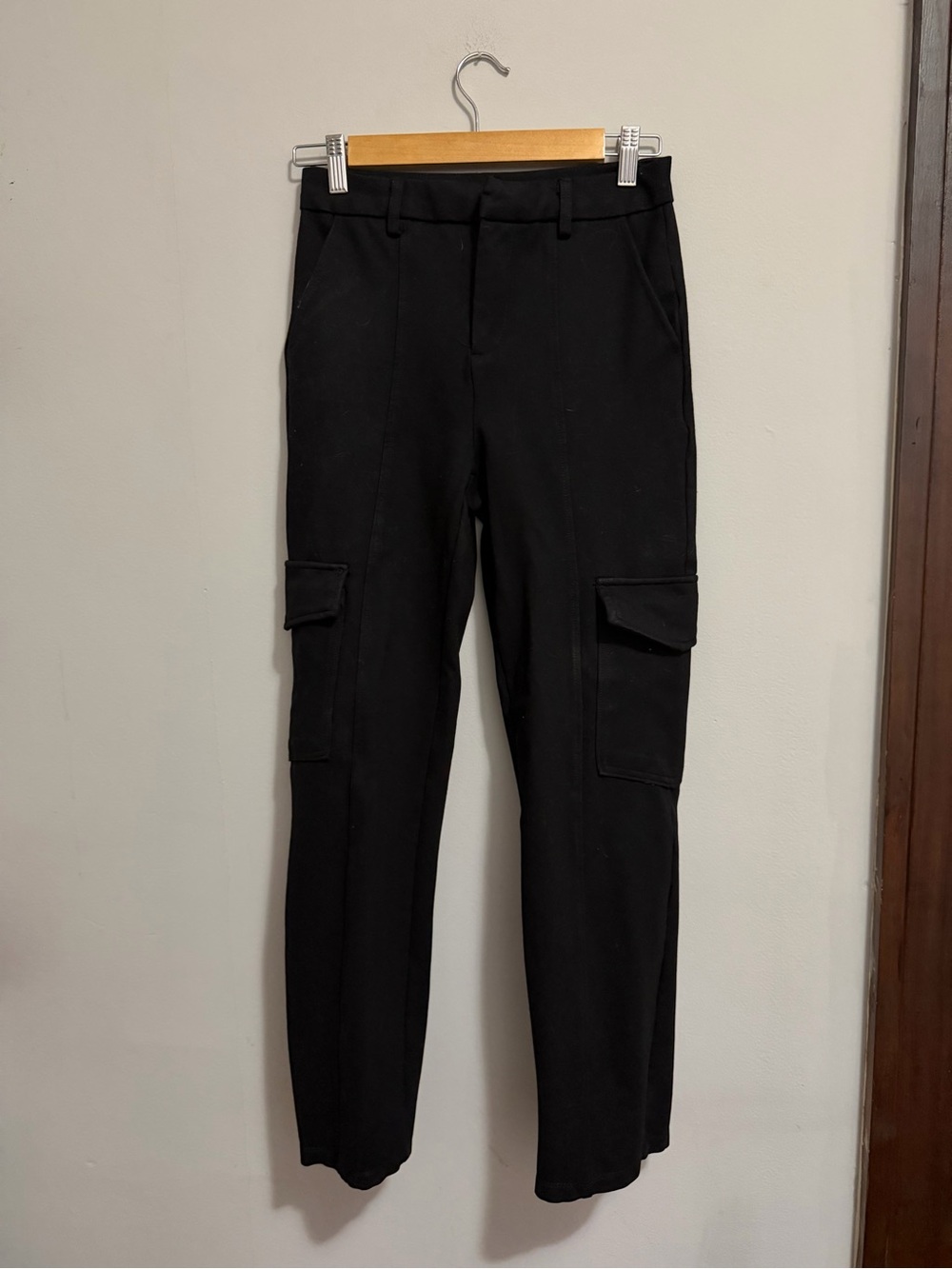 Women's Black Cargo Trousers with Slim Fit